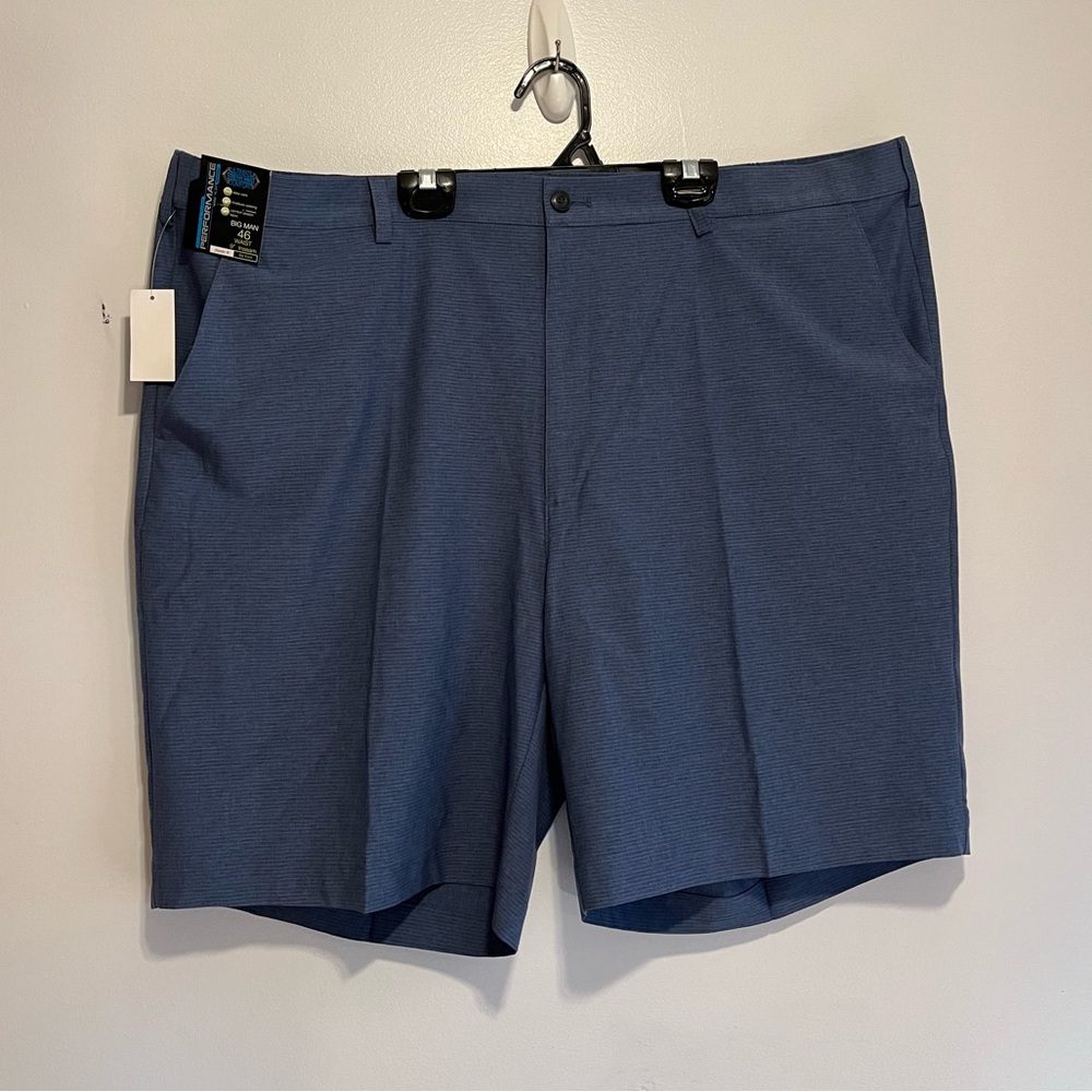 NWT Big & Tall Performance Stretch Fabric Classic Fit Flat Front 9" Shorts sz 46